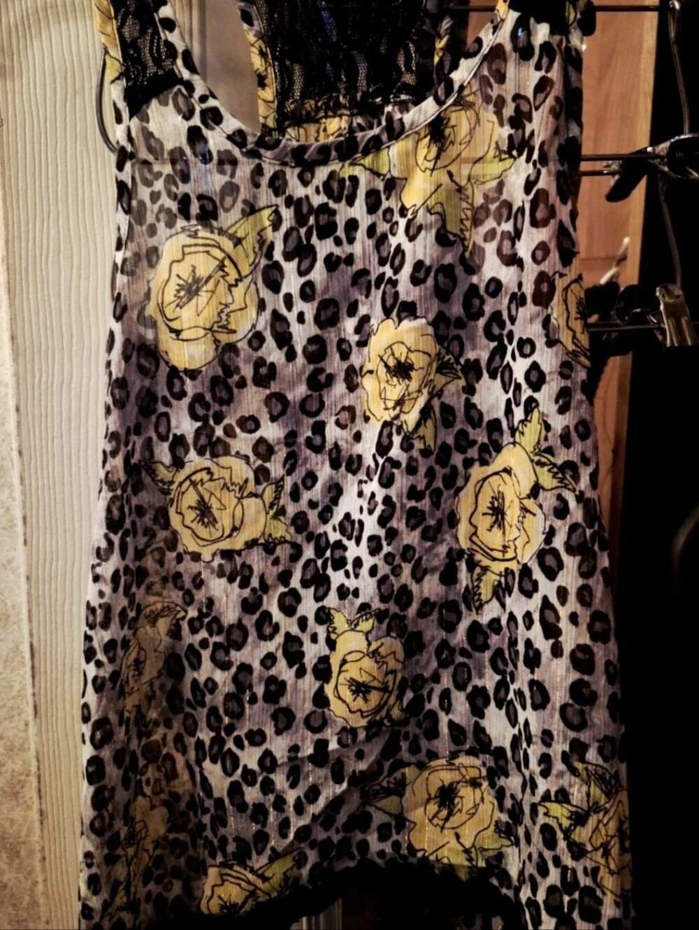 Yellow Floral Leopard Print Women's Top